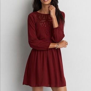 American Eagle Lace Fit & Flare Red Dress Size XS